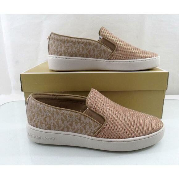 Michael Kors Keaton Slip On Sneaker Glitter Chain Mesh Camel Multi Size 9.5 - Picture 1 of 8